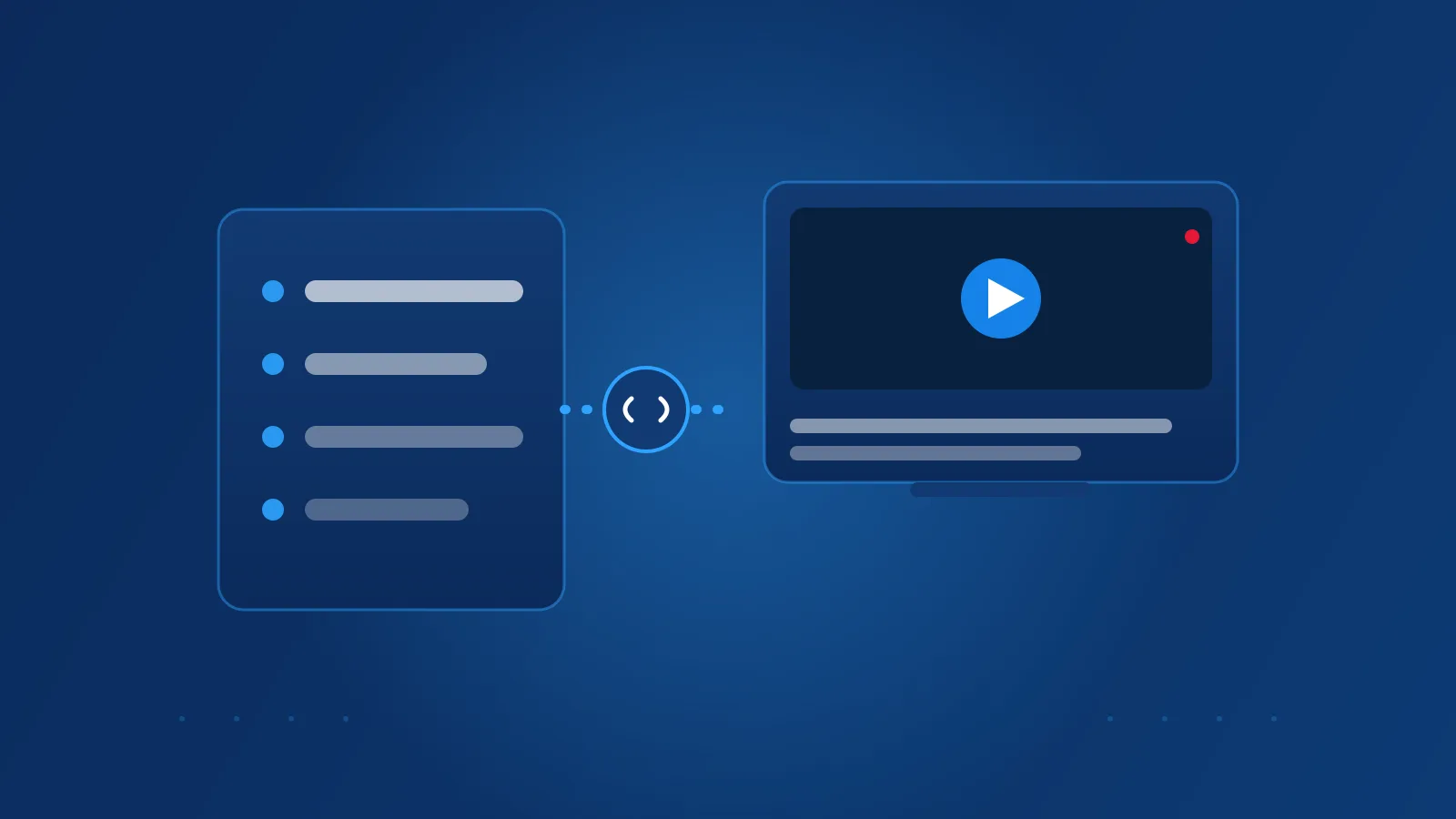 Abstract illustration of a playlist file linked to a video player window